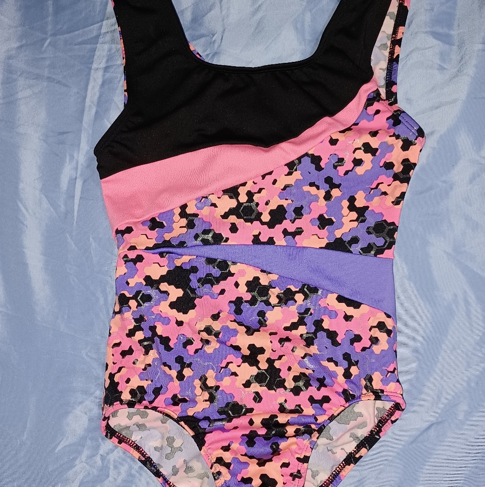 Freestyle Danskin Swim suit or for gymnastic Sz 10/12 pink, black and purple...